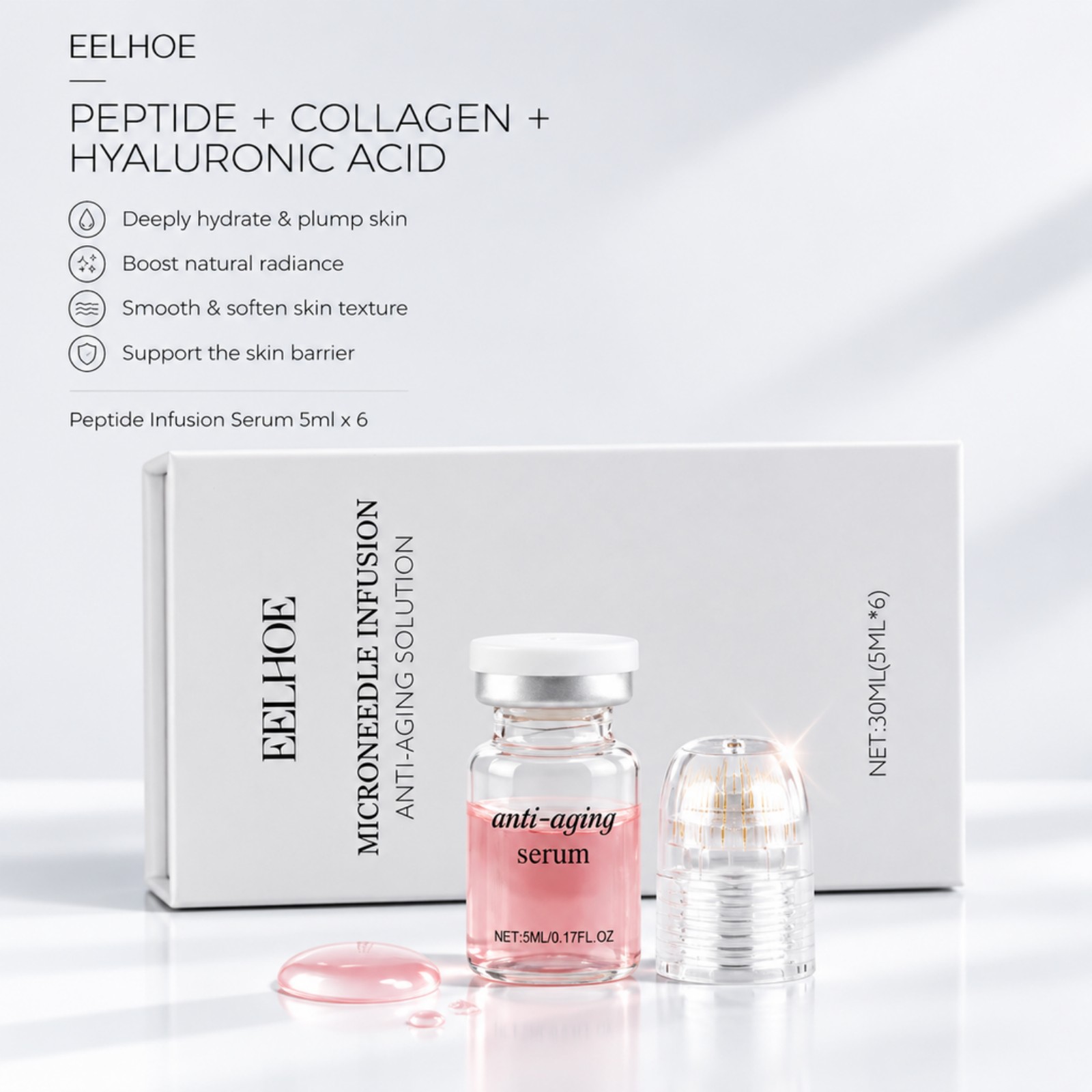 0.2mm Microneedle Serum Kit 6  - Hyaluronic Acid Facial Serum ulasan dan harga