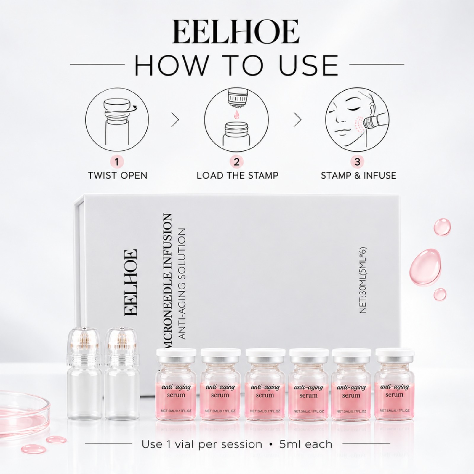 0.2mm Microneedle Serum Kit 6  - Hyaluronic Acid Facial Serum ulasan dan harga